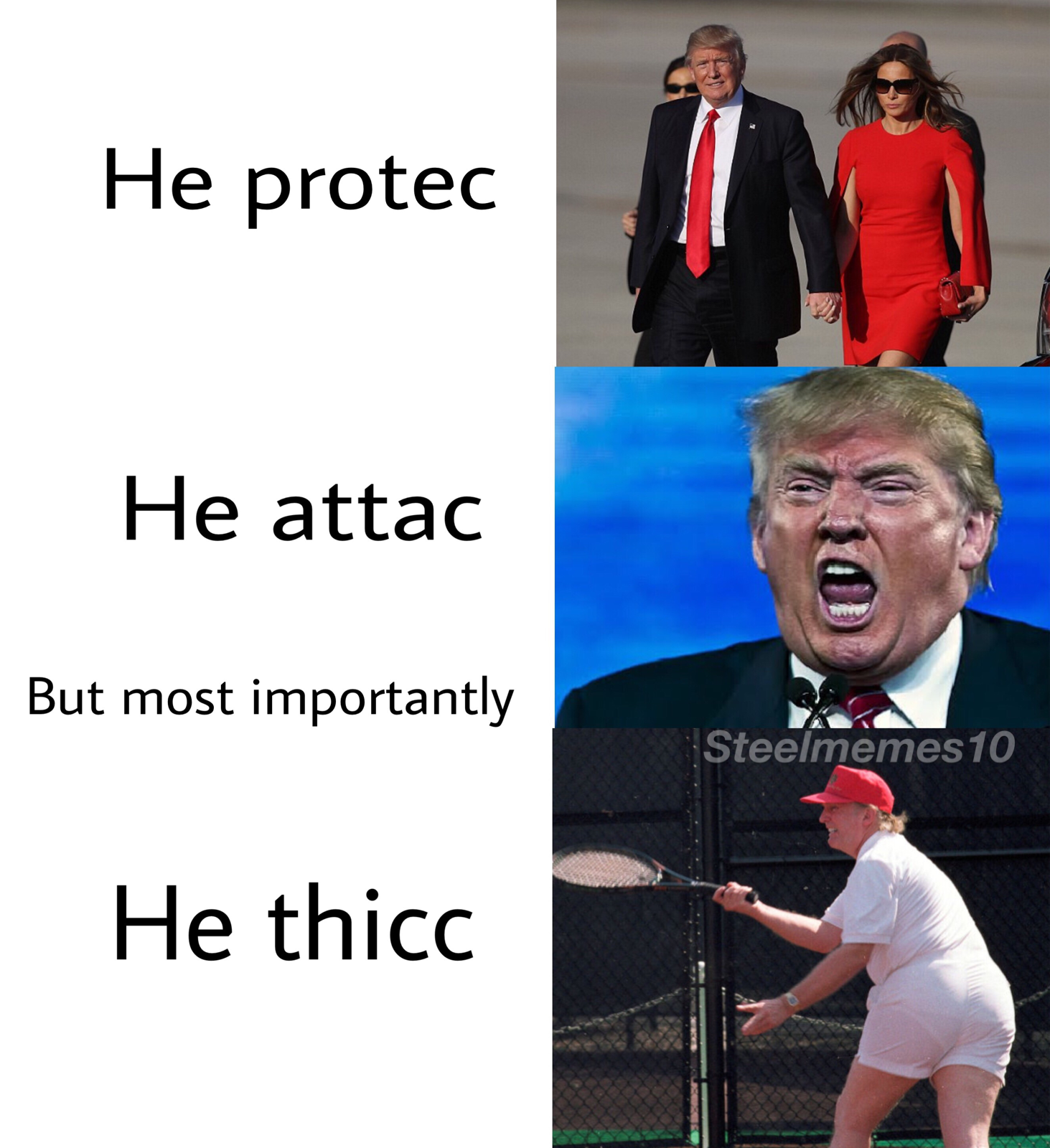 he attac he protec he thicc - He protec He attac But most importantly Steelmemes 10 He thicc