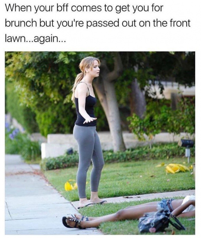jennifer lawrence teenage - When your bff comes to get you for brunch but you're passed out on the front lawn...again...