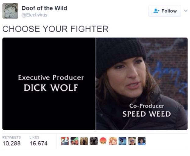 dick wolf and speed weed - Doof of the Wild Choose Your Fighter Executive Producer Dick Wolf CoProducer Speed Weed 10,288 10,288 16,674 16,674 802 Iso