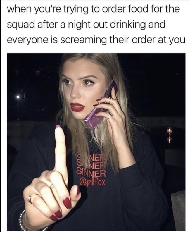 alissa violet tattoo on finger - when you're trying to order food for the squad after a night out drinking and everyone is screaming their order at you Nei Nner