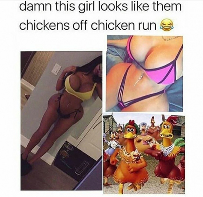 nicki minaj chicken run meme - damn this girl looks them chickens off chicken run