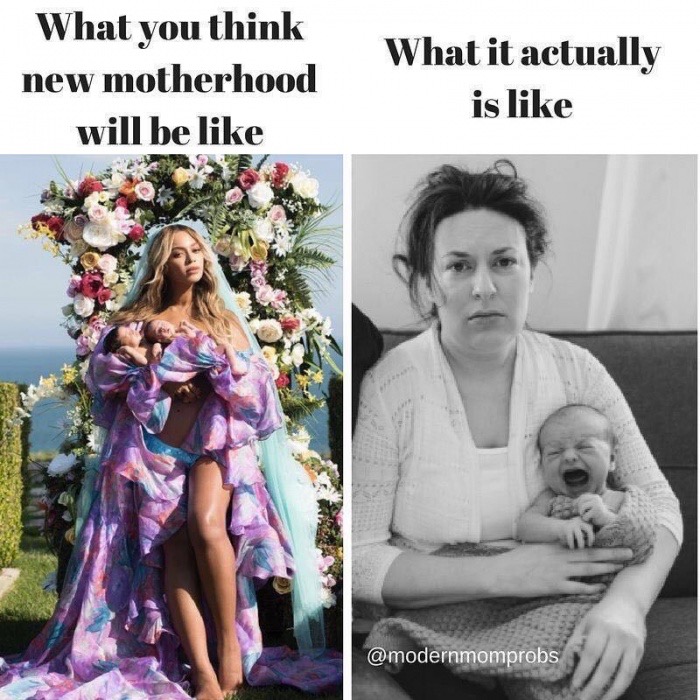 mother of twins memes - What you think new motherhood will be What it actually is