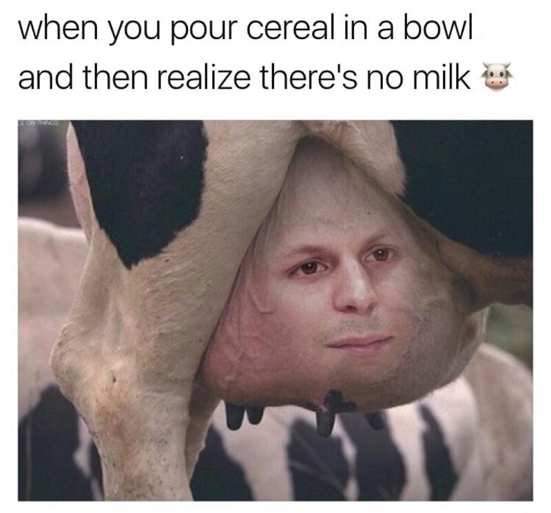 funny michael cera - when you pour cereal in a bowl and then realize there's no milk to