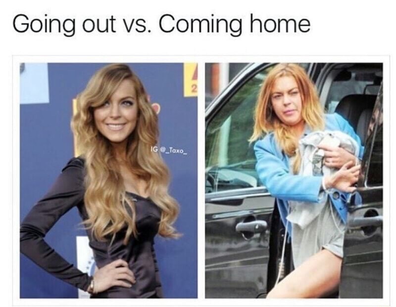 meme morning after pill - Going out vs. Coming home Ig
