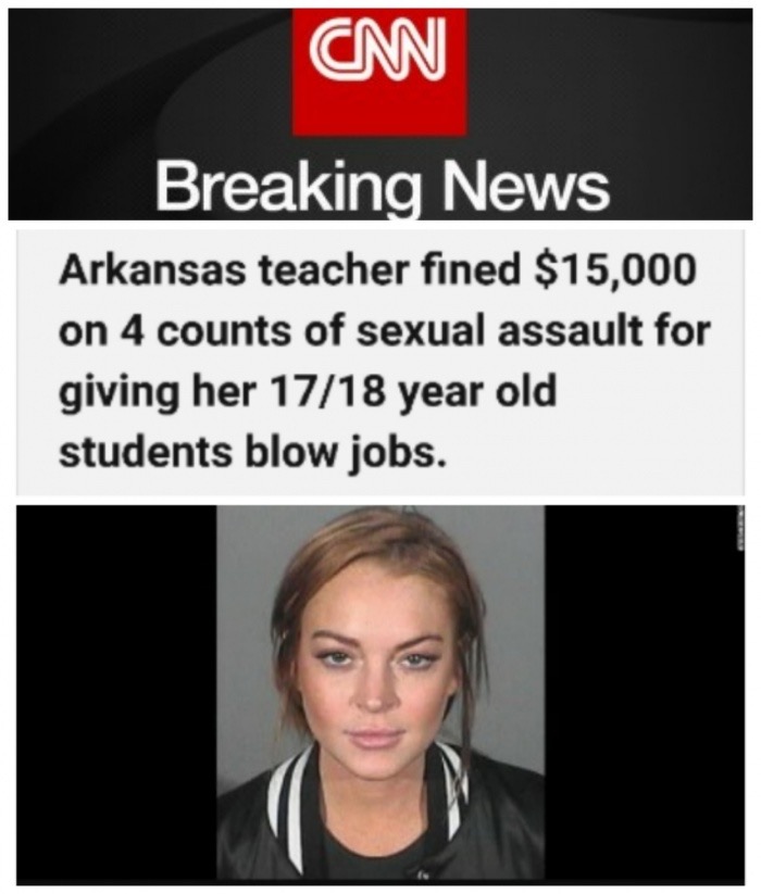 media - Cw Breaking News Arkansas teacher fined $15,000 on 4 counts of sexual assault for giving her 1718 year old students blow jobs.