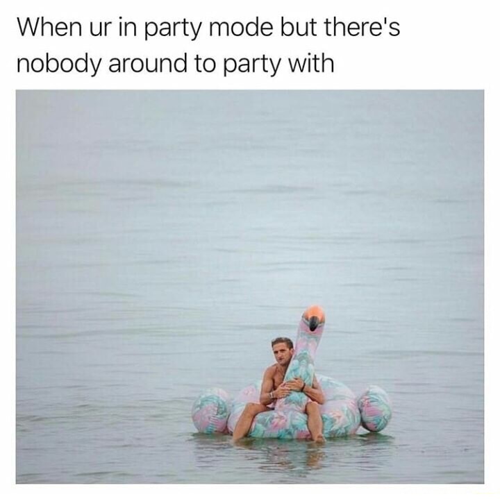 funny beach party memes - When ur in party mode but there's nobody around to party with