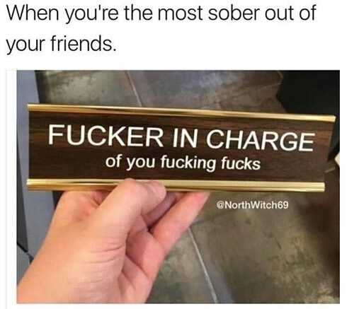 funny late night memes - When you're the most sober out of your friends. Fucker In Charge of you fucking fucks 69