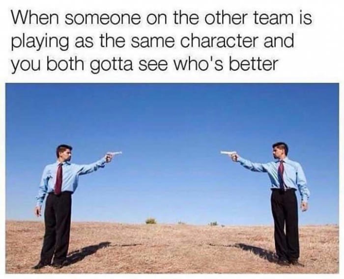 twins fighting - When someone on the other team is playing as the same character and you both gotta see who's better