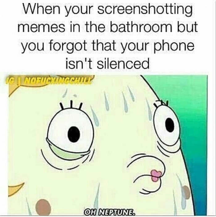 funny poop jokes - When your screenshotting memes in the bathroom but you forgot that your phone isn't silenced Il Noe Tincome Om Neptune.