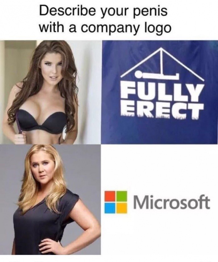 dank meme fully erect tent - Describe your penis with a company logo Microsoft