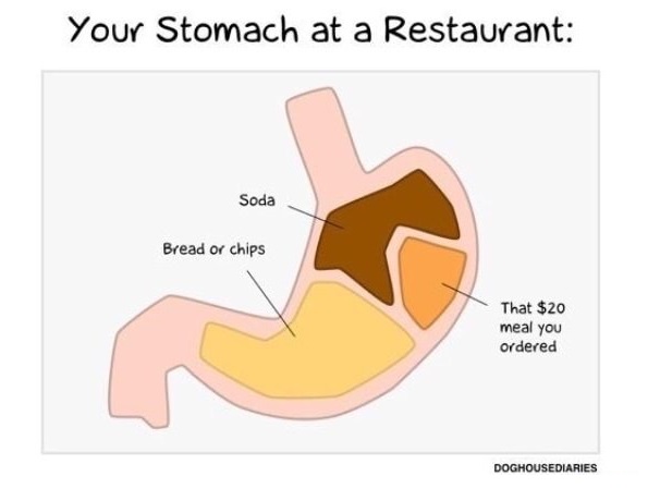 dank meme stomach with pizza - Your Stomach at a Restaurant Soda Bread or chips That $20 meal you ordered Doghousediaries