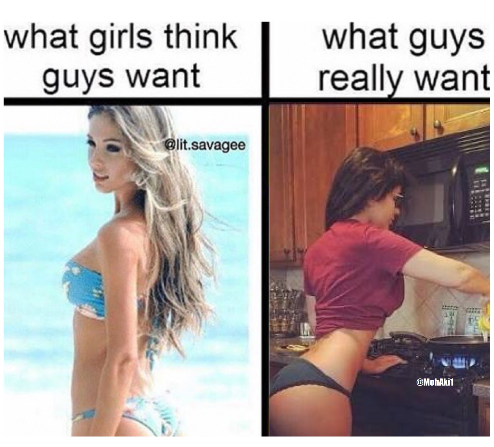 girls think guys want meme - what girls think guys want what guys really want .savagee MohAkit