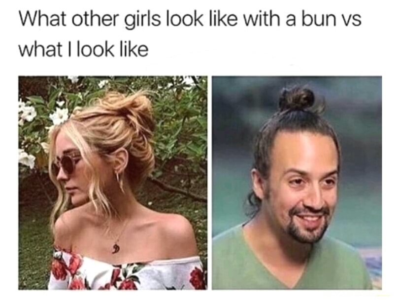 other girls with buns and me - What other girls look with a bun vs what I look