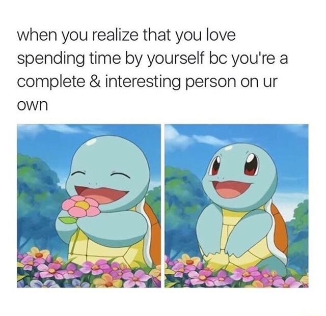 pokemon wholesome memes - when you realize that you love spending time by yourself bc you're a complete & interesting person on ur own