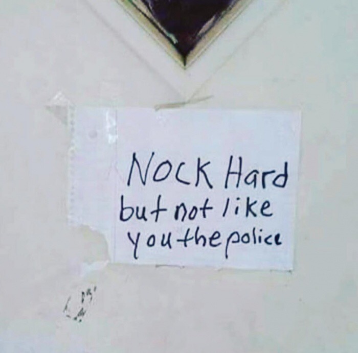 handwriting - Nock Hard but not you the police
