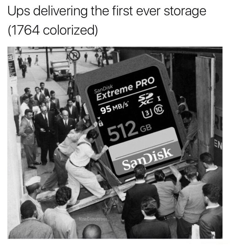 hard drive on a truck - Ups delivering the first ever storage 1764 colorized SanDisk Extreme Pro 95 Mbs ei 512GB SanDisk NonCancerous