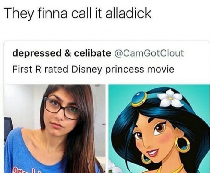 Savage memes - of a arabian actresses - They finna call it alladick depressed & celibate First R rated Disney princess movie