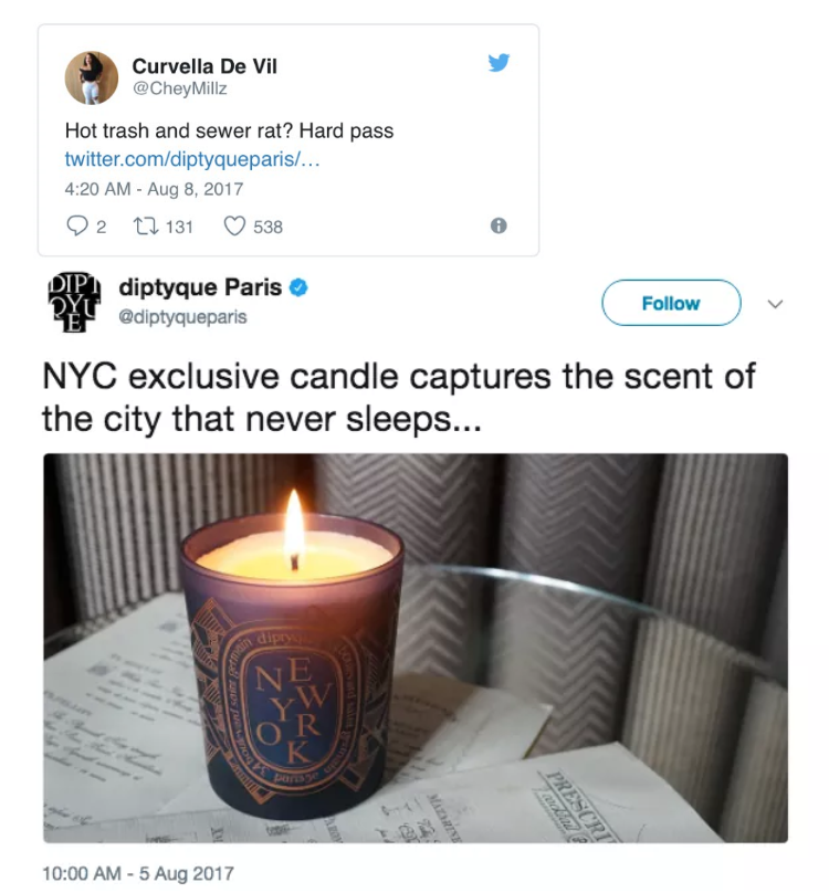 diptyque paris city candle - Curvella De Vil Chey Millz Hot trash and sewer rat? Hard pass twitter.comdiptyqueparis... 2 2 131 538 Bip P diptyque Paris ediptyqueparis Nyc exclusive candle captures the scent of the city that never sleeps...