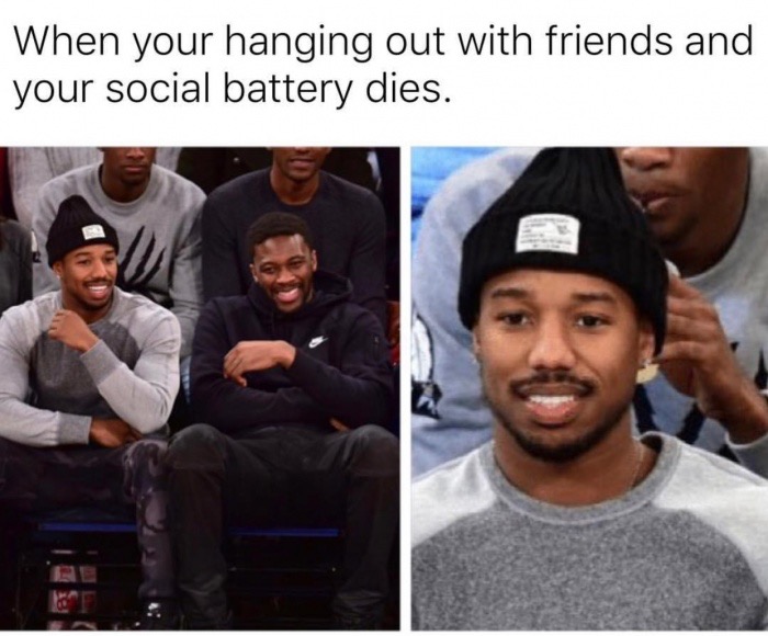 memes - introvert meme - When your hanging out with friends and your social battery dies.