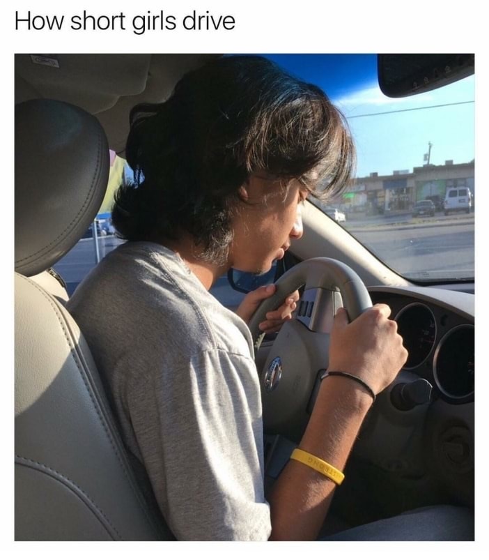 memes - short girl driving problems - How short girls drive