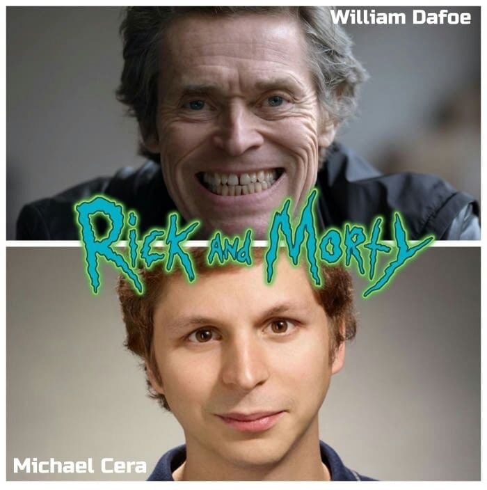 memes - rick and morty in real life - William Dafoe Michael Cera