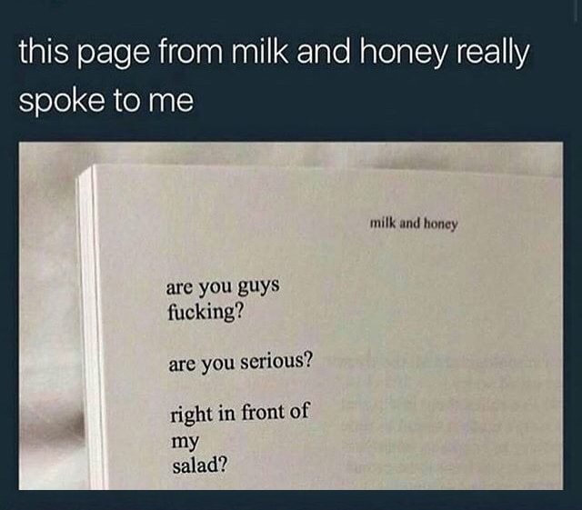 Meme of an excerpt from Milk and Honey that really spoke to him