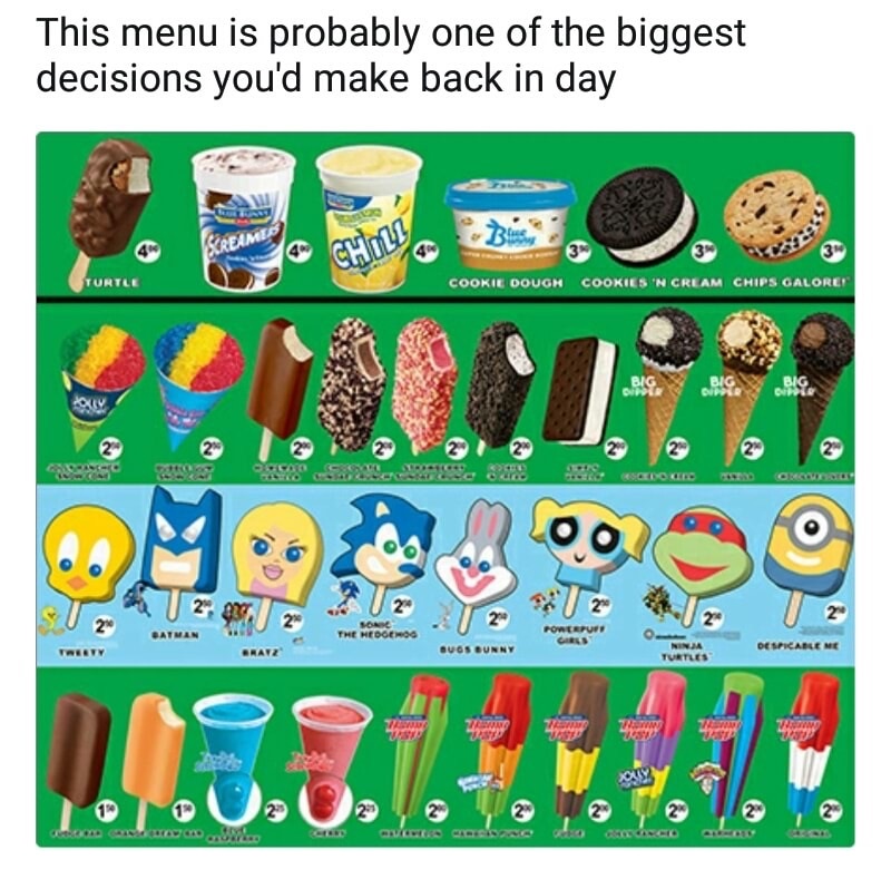 Tough decisions from back in the day of ice cream choices