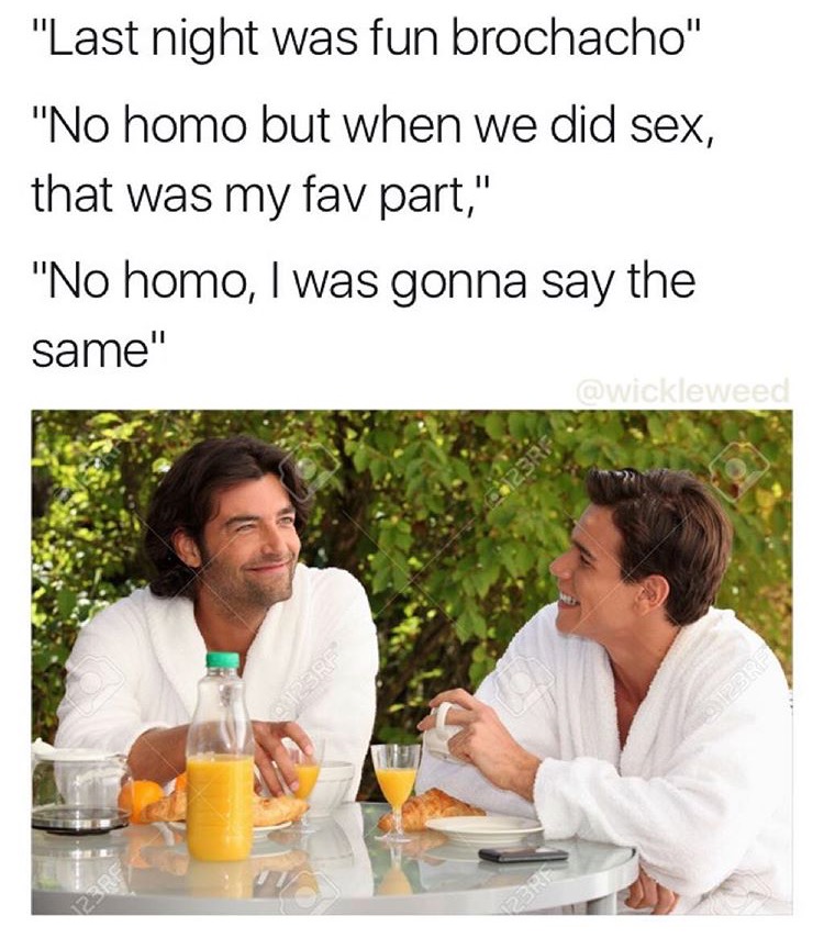 meme making fun how gay a stock photo is, not that there is anything wrong with it.