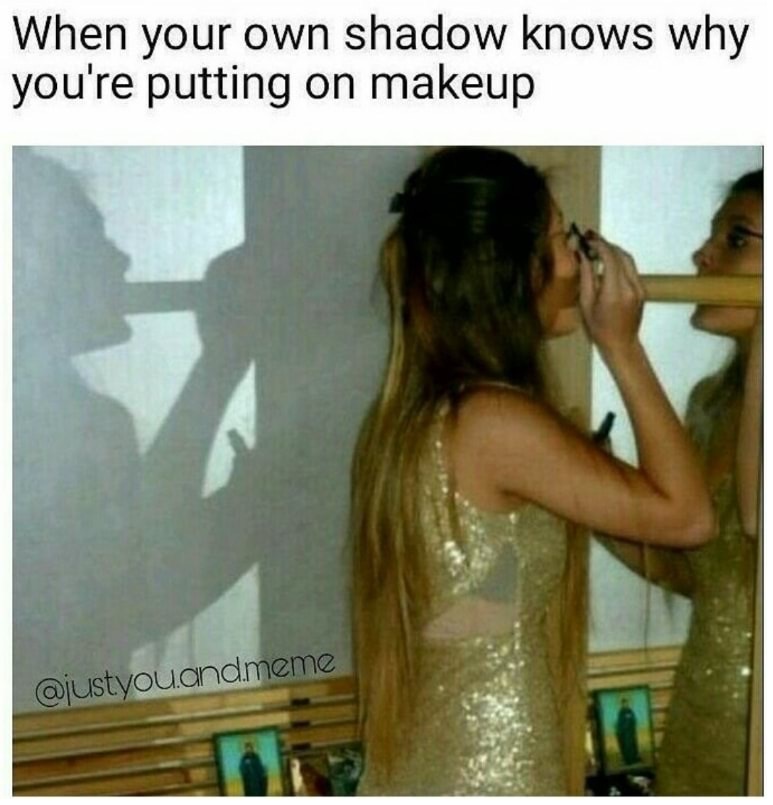memes - hoeing meme - When your own shadow knows why you're putting on makeup