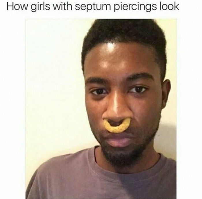 funny nose piercings - How girls with septum piercings look