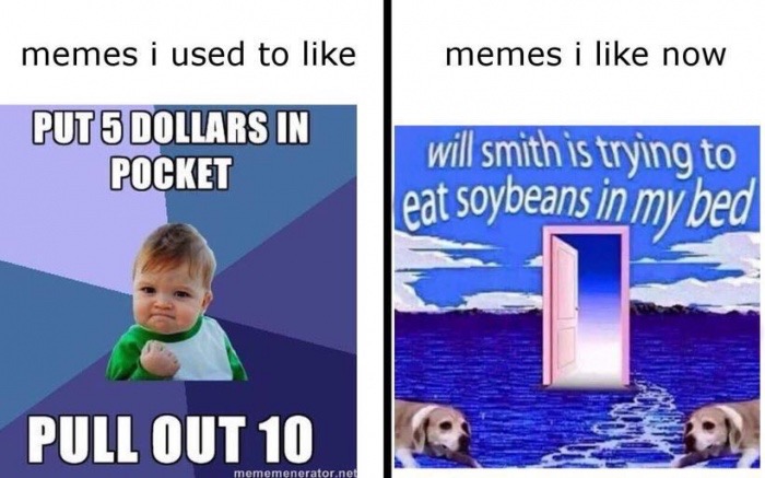 success kid - memes i used to memes i now Put 5 Dollars In Pocket will smith is trying to eat soybeans in my bed Pull Out 10 mememenerator.net