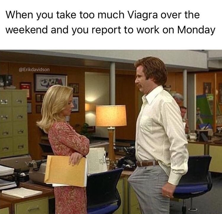 man with an erection - When you take too much Viagra over the weekend and you report to work on Monday
