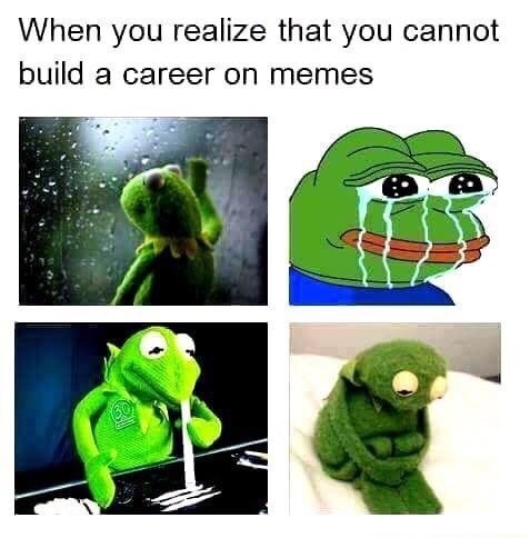 dope ass memes - When you realize that you cannot build a career on memes
