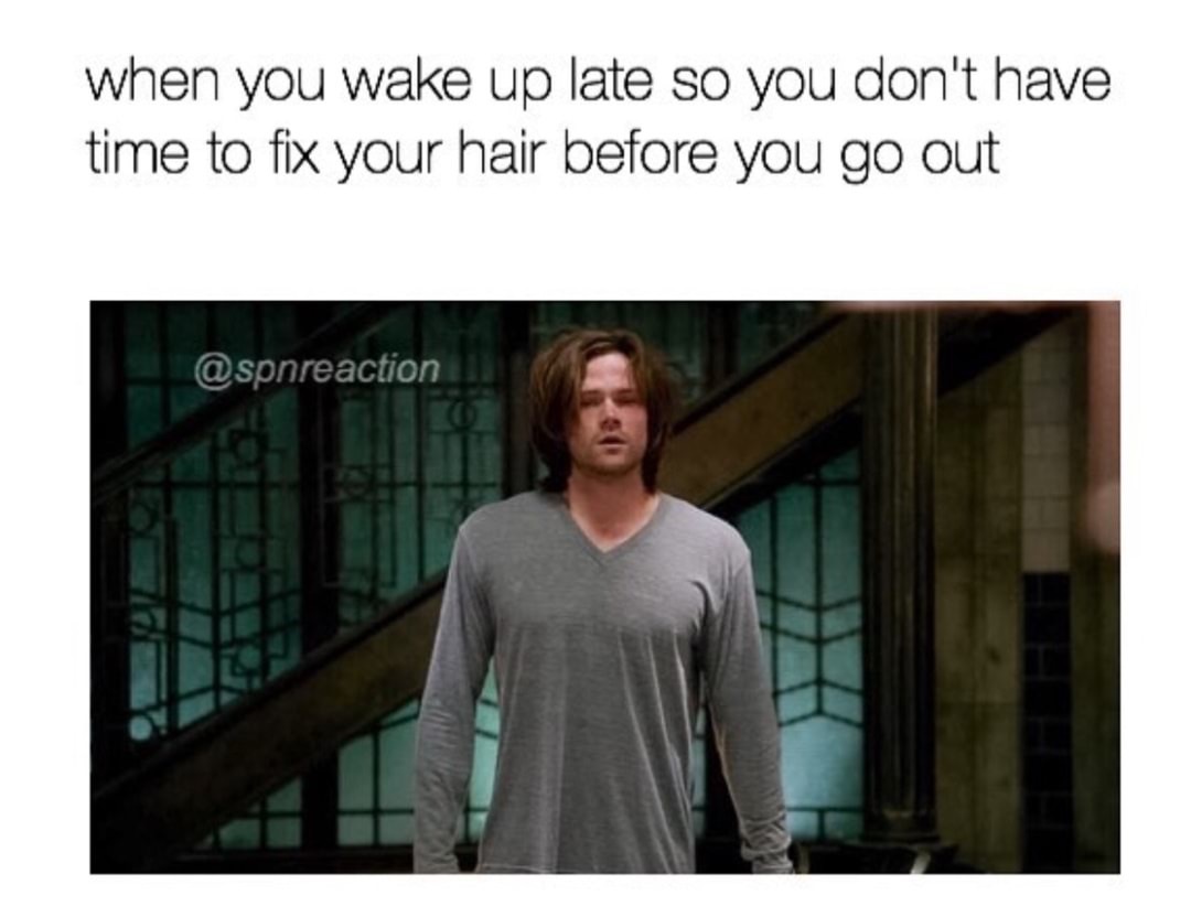 presentation - when you wake up late so you don't have time to fix your hair before you go out