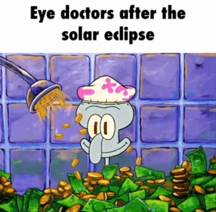swimming in money gif - Eye doctors after the solar eclipse