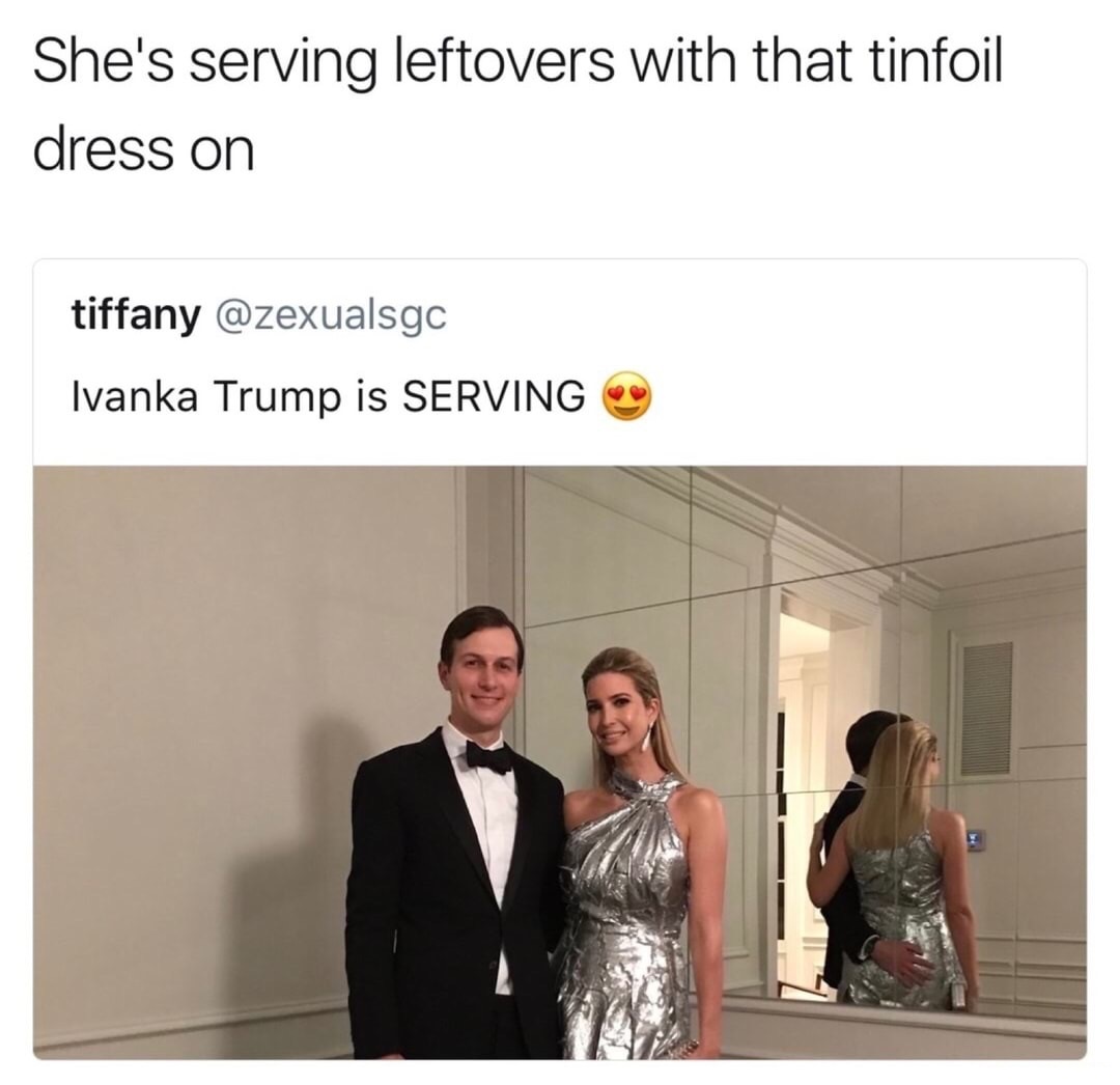 ivanka trump evening dresses - She's serving leftovers with that tinfoil dress on tiffany Ivanka Trump is Serving