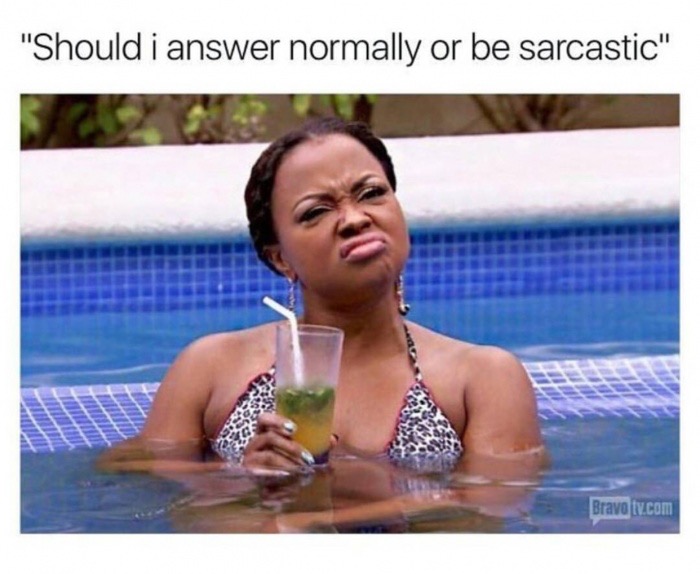 should i answer normally or be sarcastic - "Should i answer normally or be sarcastic" Bravo ty.com