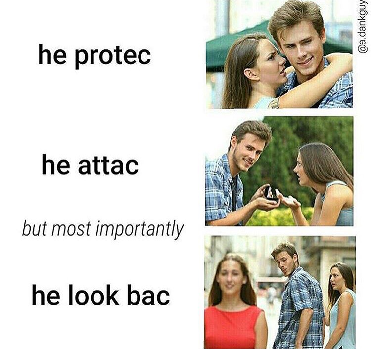 he protec he attac but most importantly he look bac - .dankguy he protec he attac but most importantly he look bac