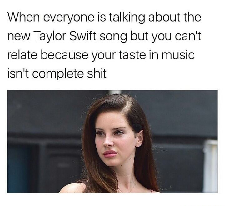everyone is talking about the new taylor swift song - When everyone is talking about the new Taylor Swift song but you can't relate because your taste in music isn't complete shit