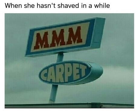 street sign - When she hasn't shaved in a while Mmm Carped