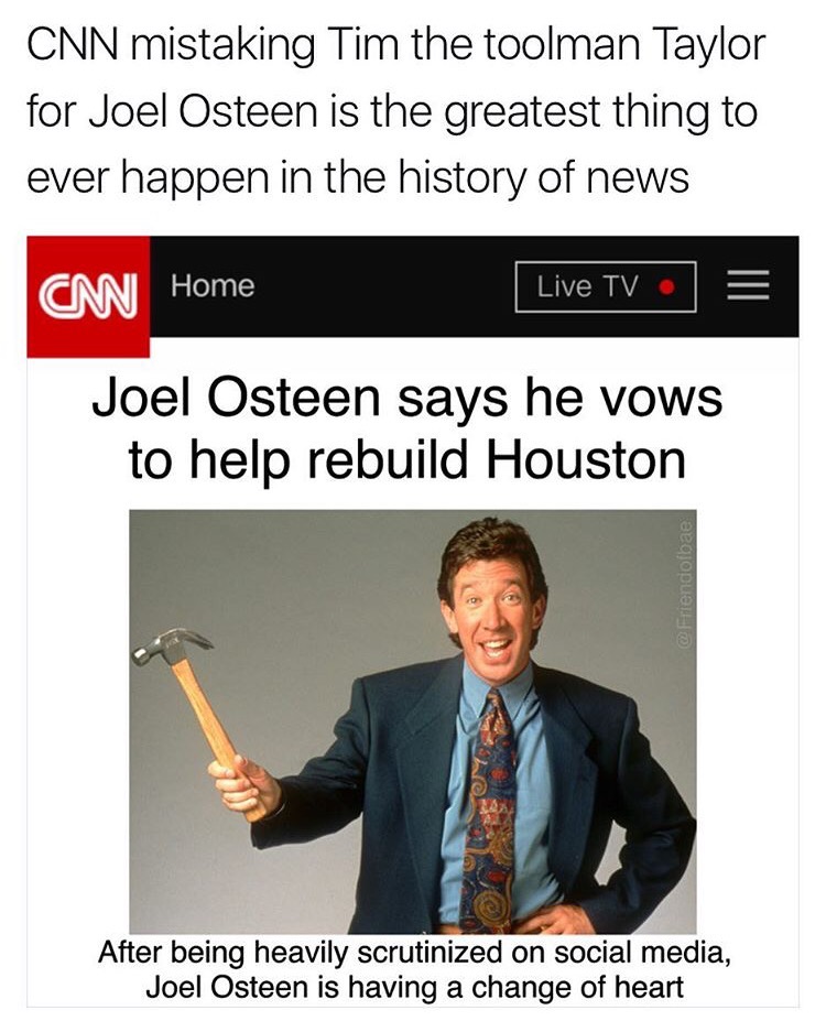 Hilarious CNN error of placing Tim The Toolman Taylor in article against Joel Osteen