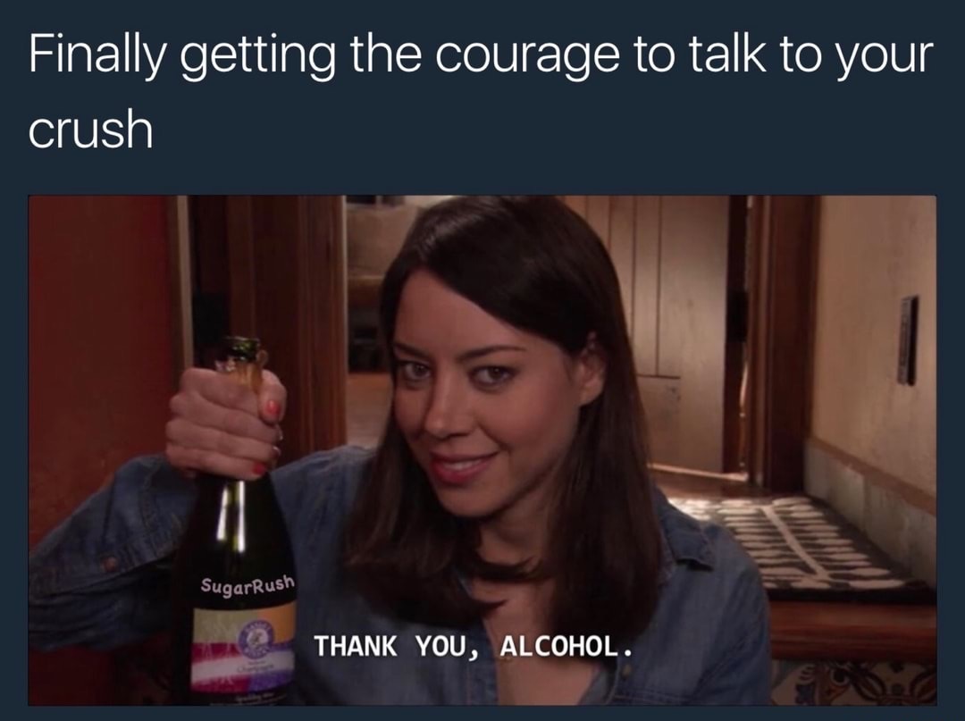 april ludgate quotes - Finally getting the courage to talk to your crush SugarRush Thank You, Alcohol.