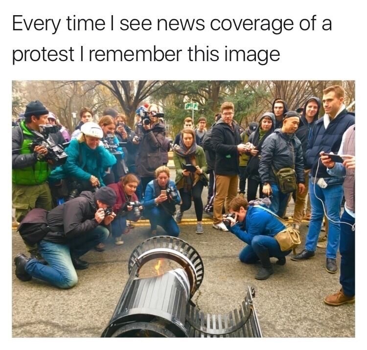 media manipulates - Every time I see news coverage of a protest I remember this image