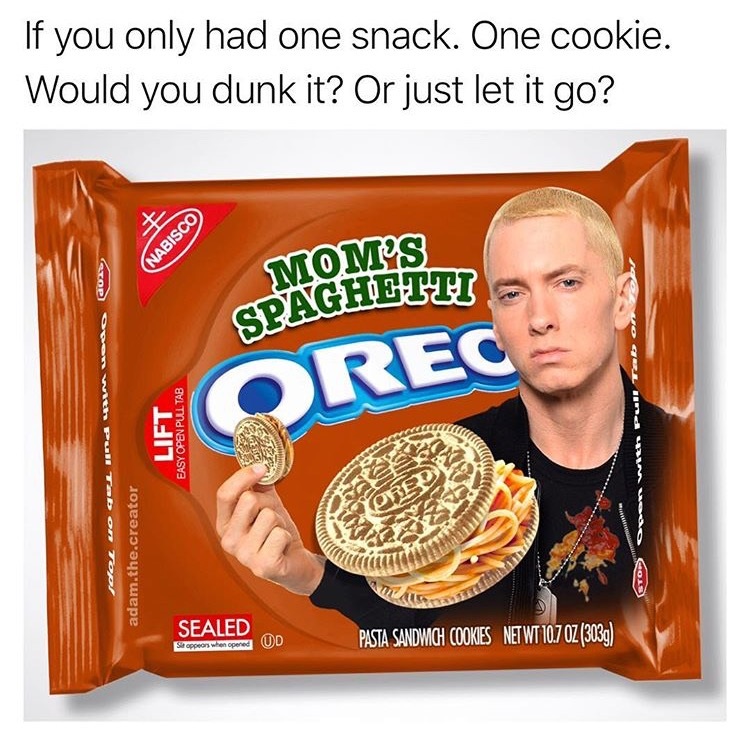 oreo memes - If you only had one snack. One cookie. Would you dunk it? Or just let it go? Nabisco Stop Mom'S Spaghetti Crec } n Pu Tab on Top Lift Easy Open Pull Tab adam.the.creator Smith Pull T attittaa Etos Sealed Pasta Sandwich Cookies Net Wt 10.7 Oz 