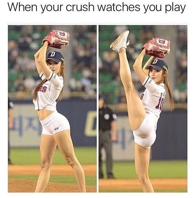 Girl pitcher really showing off as to how you play when your crush is watching.