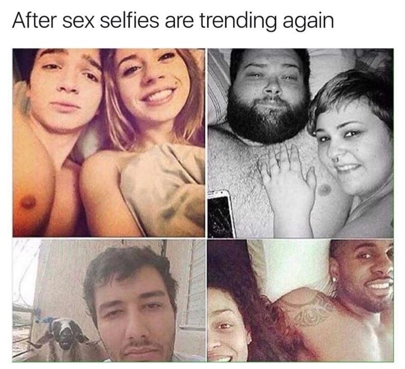After sex selfies with normal ones posted and one of guy and a goat.