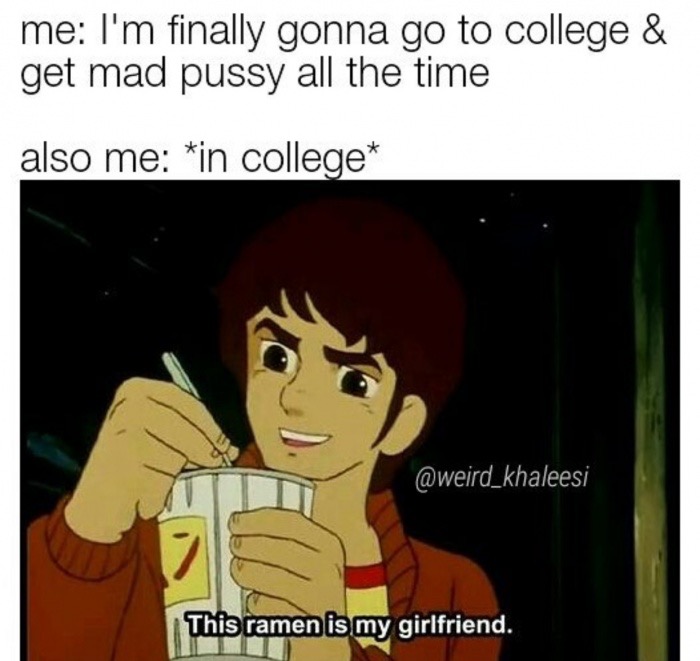 Meme about how college is vs how you expected it to go.