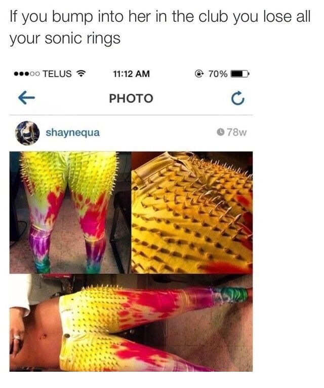 Instagram Dank Meme of when you bump into her at the club and lose all your sonic rings