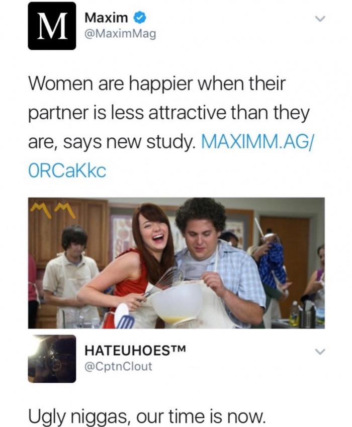 Dank meme about women being happier if their parnter is less attractive than they are