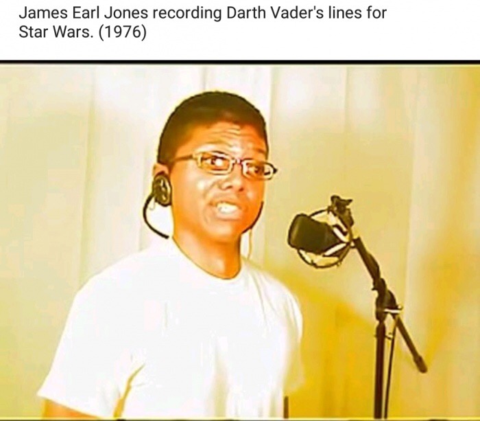 Dank meme claiming sexual-chocolate singer is James Earl Jones recording Darth Vader's lines for Star Wars in 1976